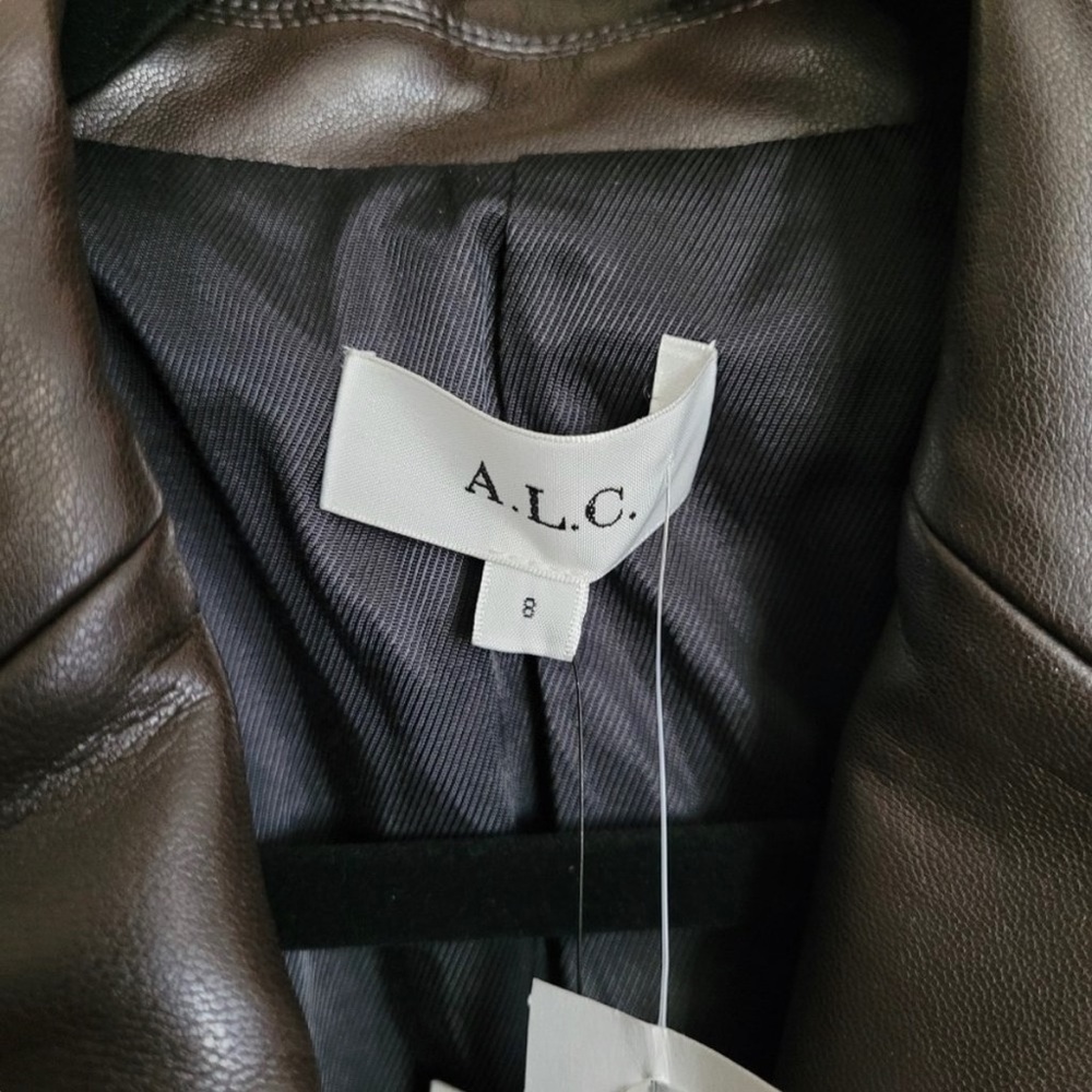 A.L.C. Dark Brown Faux Leather Jacket with Gold Accents - Picture 6 of 11